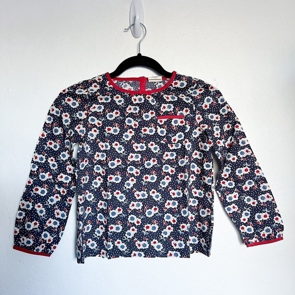 Mini Boden Other - Mini Boden Floral Long Sleeve Balloon Sleeve Top Girls 7-8Y Blue Red